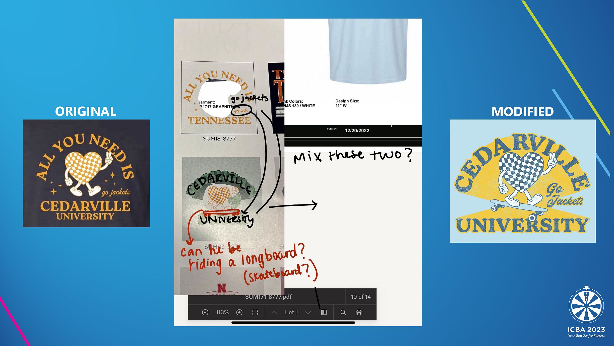 Slide from Cedarville University Bookstore ISCR presentation on graphics that the campus community really liked.