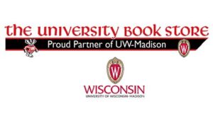 University Book Store logo and University of Wisconsin Madison logo